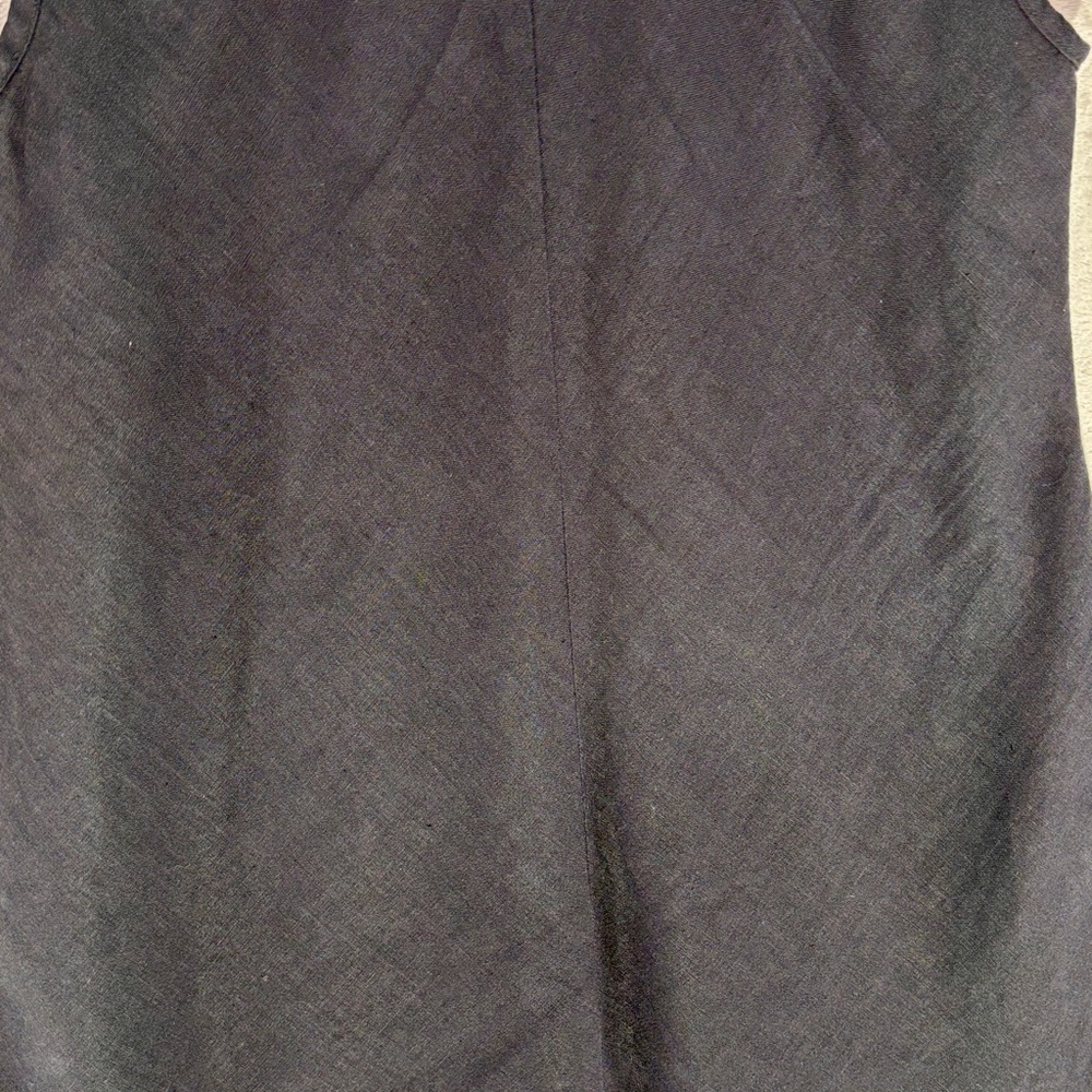 Flax 100% Linen Black Sleeveless Button-Down Lagenlook Shirt Tunic Dress, size M - Picture 10 of 11